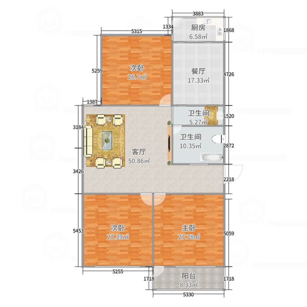 北安居小區2樓三室2廳86m293萬送車位儲藏室可貸款拎包住